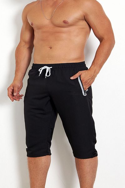 Enrico Ferry Plus Size Men's Capri - Black, Micropoly, Elastic Waist, Pocket and Quick Dry EDY2524B-S