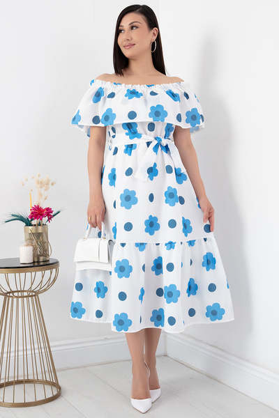 PULLIMM Поплінне плаття з коміром-мадонною та квітковим візерунком - 2024-2137