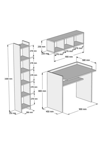 Bimossa U1020 Nurbanu Kitaplık Ve Raflı Çalışma Ma