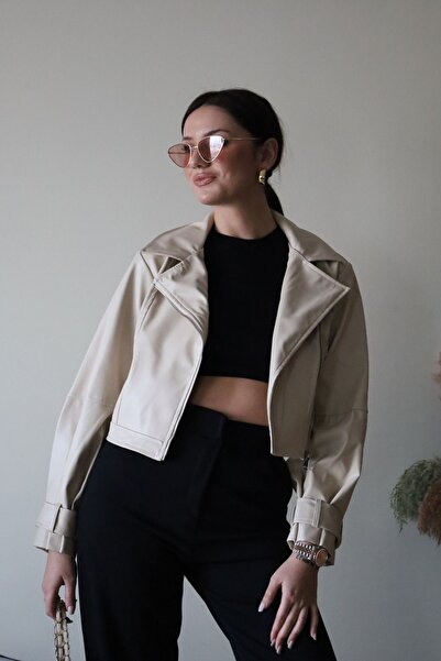madamedoyou Oversize Kısa Deri Ceket