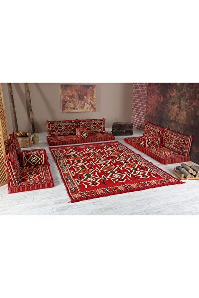 BAKIRÖZÜ HOME 1.kalite Şark Köşesi Takımı Konsepti Anadolu Kırmızı Modeli Sün...