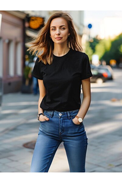 Coredra Basic Regular T-Shirt Γυναικείο - Μαύρο