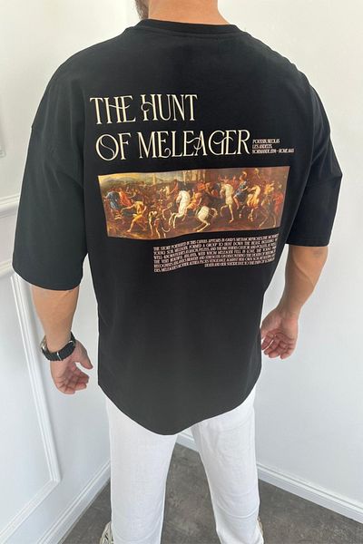 MADZEYMODA Back Printed Men's Oversize Black T-Shirt