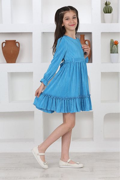 Asortix Knitted Satin Pleated Dress for Girl - Bag Detail and Lining