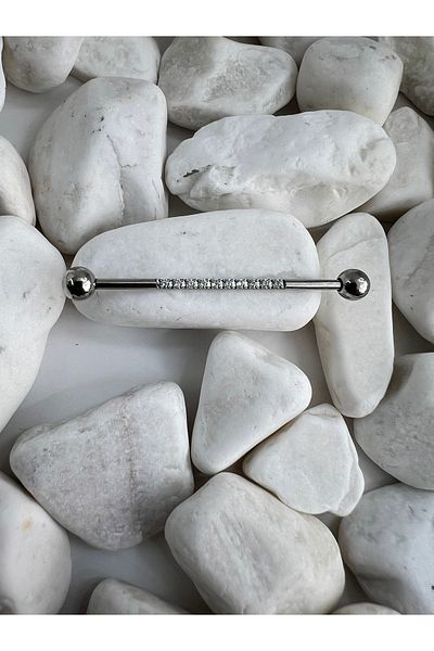 Karınca Piercing Industrial Industrial Bridge Piercing with Water Stone