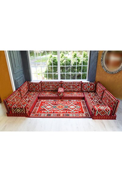 BAKIRÖZÜ HOME Şark Köşesi Takımı Konsepti Kırmızı Anadolu Modeli Koltuk Takım...