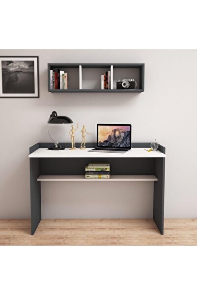 Bimossa V6030 Firuze Raflı Çalışma Masası Antrasit