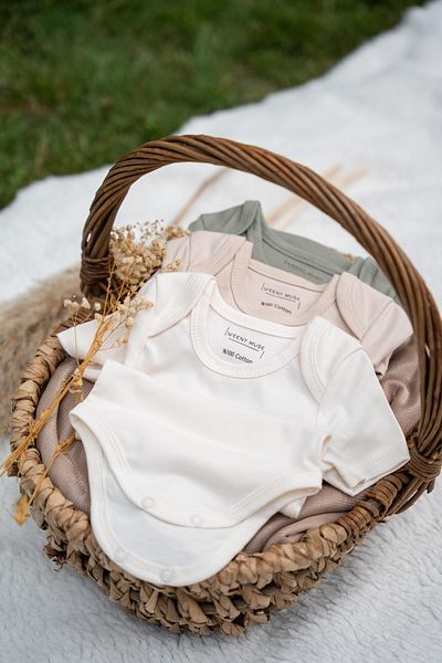 Weeny Muse Organic Cotton Bodysuit for 3-9 Months Baby - Set of 3 with Short Sleeves and Snap Fasteners