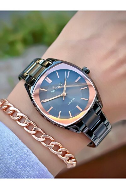 Ferrucci Black Steel Cord Waterproof Guaranteed Wristwatch Bracelet