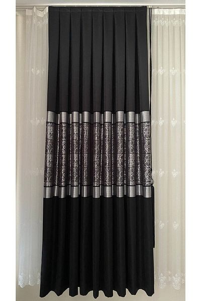 Fon Dünyası Panel Background Curtain Black Silver (single Wing)