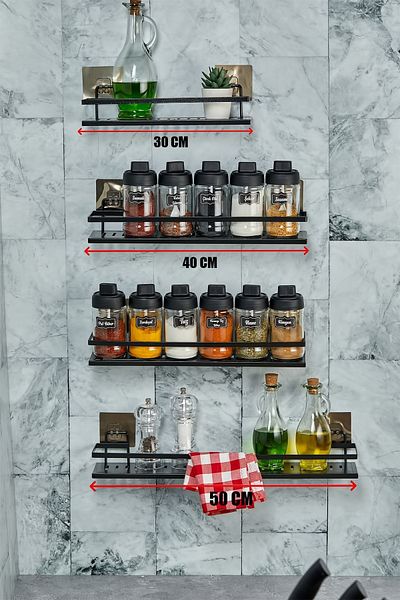 vipgross Organizator de rafturi de baie cu adeziv metalic din 2 piese (50 cm x 10 cm)