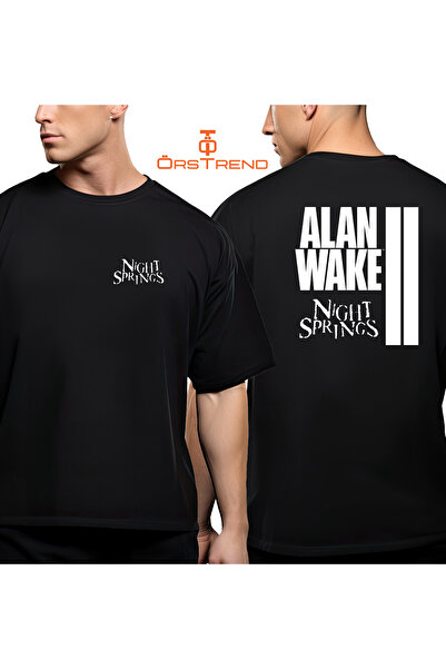 ÖRSTREND تي شيرت Alan Wake Night Springs مطبوع - مقاس كبير