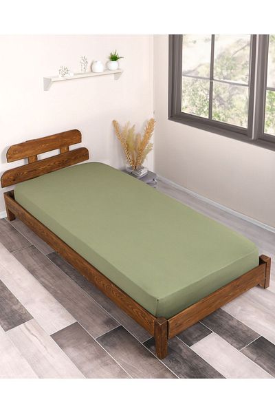 MEYHOME Single Lycra Combed Cotton Elastic Sheet (Green)