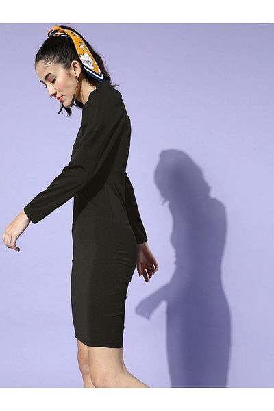 U&F By Styli Sweetheart Neck Bodycon Mini Dress with Puff Sleeves