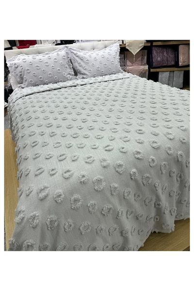 Çapa Home Double Chenille Bedspread - BEIGE, 240x260 cm