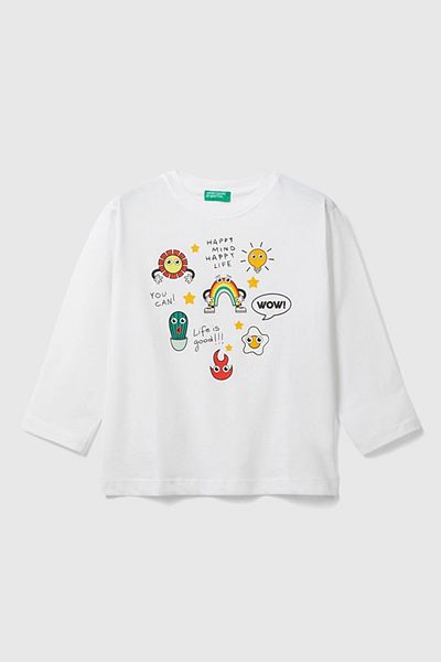 Benetton Μακρυμάνικο μπλουζάκι White Boy