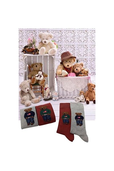 CKV CENTER 2 Pairs Teddy Bear Seamless Cotton Socks Set