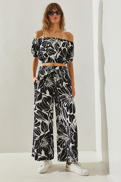 Bianco Lucci Viscose Women's Set - Digital Print, Rubber Trim Detail60251400