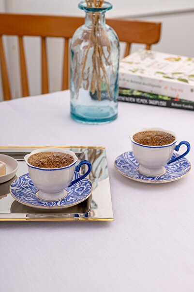 Emsan Aurora 2 Kişilik New Bone Kahve Fincan Takımı 90 ml Lacivert