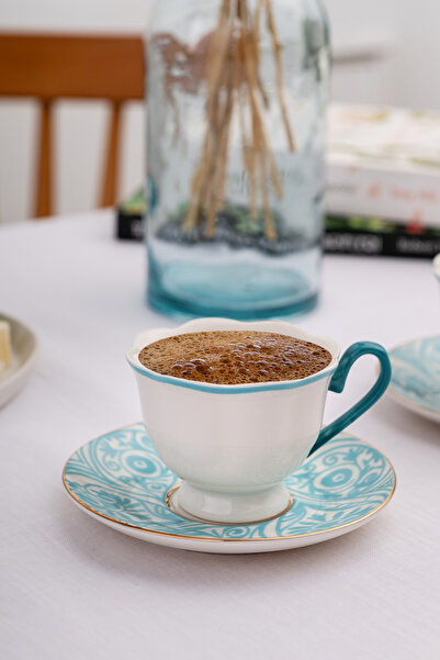 Emsan Aurora 2-Person - New Bone Coffee Cup Set 90 ml Turquoise