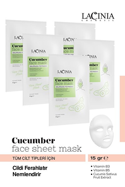 Lacinia Kağıt Yüz Maskesi Cucumber (Salatalık) 5x15gr