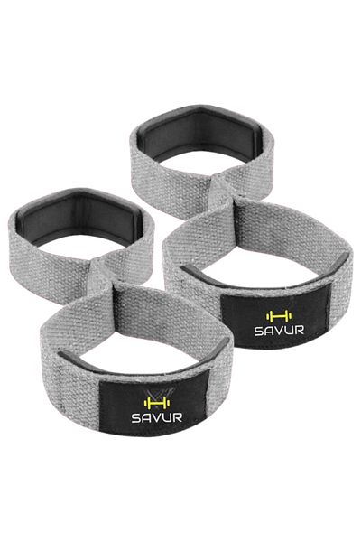 SAVUR 8 Loop Lifting Straps - Barbell Strap, Pack of 2