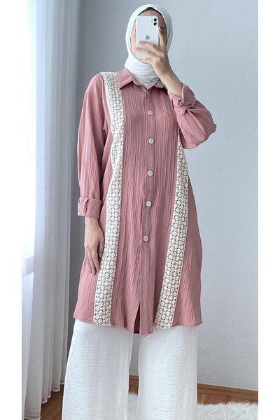 Tığ Triko 21210 Print Detailed Asymmetrical Rayon Tunic Qks
