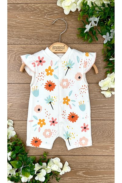 PATSAN 100% Cotton Frilly Summer Floral Jumpsuit for Baby Girl