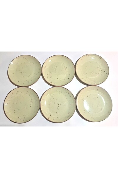 PUFFIN 6 أطباق تقديم مرقطة باللون الأخضر الفستقي - 24 سم