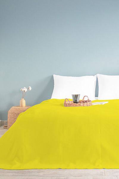 INTER Z Yellow Checkerboard Patterned Double Pique - Checkered Hotel Pique 200x230