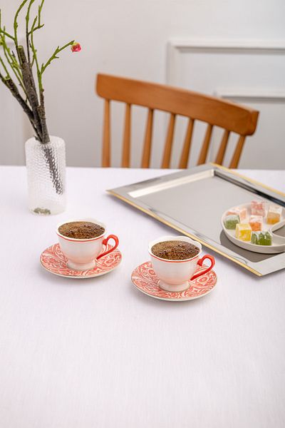 Emsan Aurora 2-Person Jade Coffee Cup Set - 90 ml Pink