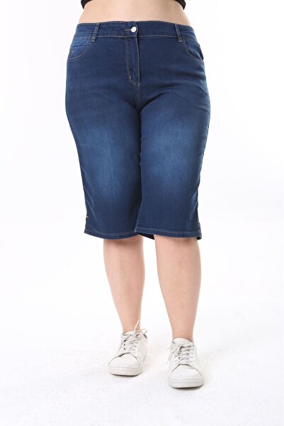 SERRA BÜYÜK BEDEN Yırtmaç Detaylı Bermuda Şort