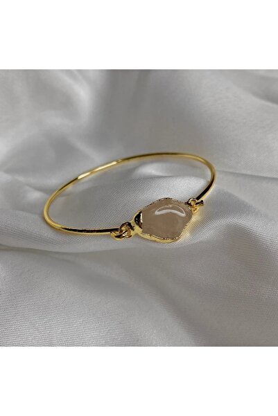 Elifsu Jewelry Pembe Kuvars Standart Charm Bileklik Altın Rengi