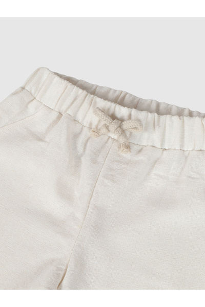 YHH Kids Bebek Şort Beli Lastikli Keten Pamuk Çocuk Şort 0-7 YAŞ