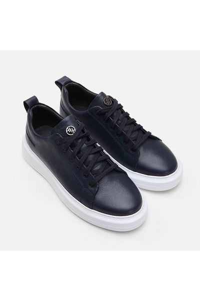 Hotiç Pantofi casual pentru bărbați din piele naturală bleumarin