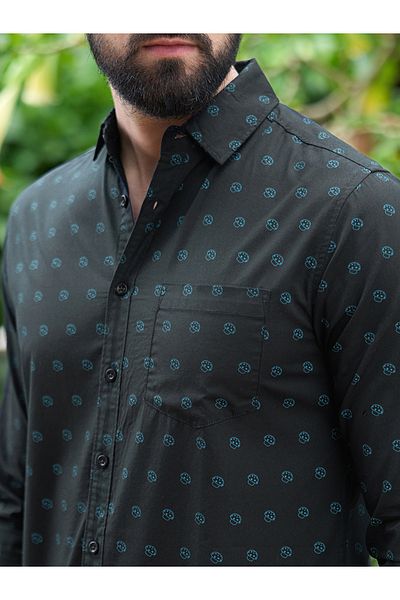 Dillinger By Styli All Over Mushroom Print Shirt with Long Sleeves