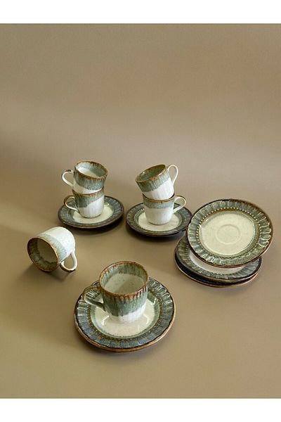 TİVOLİ Tivoli Grace Patterned Porcelain Coffee Cup Set for 6 People