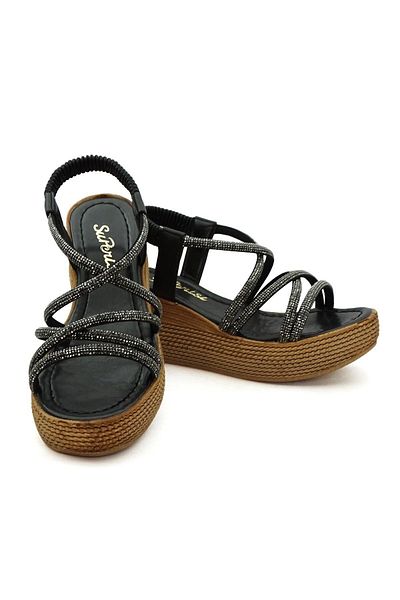 LETAO Women's Platform Silvery Stone Easy to Wear Comfortable Lacy Sandals