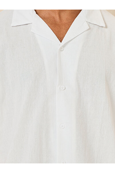 Styli Cotton Textured Resort Collar Relaxed Shirt