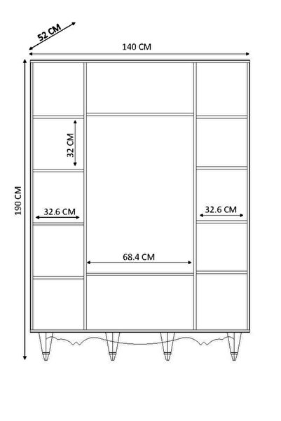 Rabi Cansu Country 4 Kapak 2 Çekmeceli Gardırop