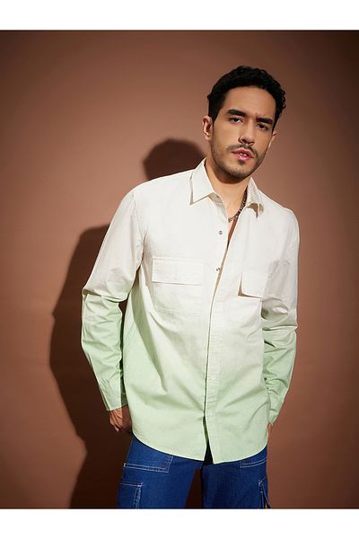Mascln Sassafras By Styli Ombre Flap Pocket Shirt with Long Sleeves