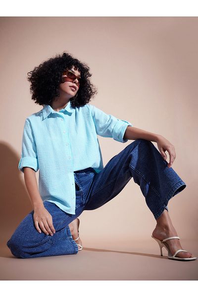 Sassafras By Styli قميص مخطط بأكمام مطوية