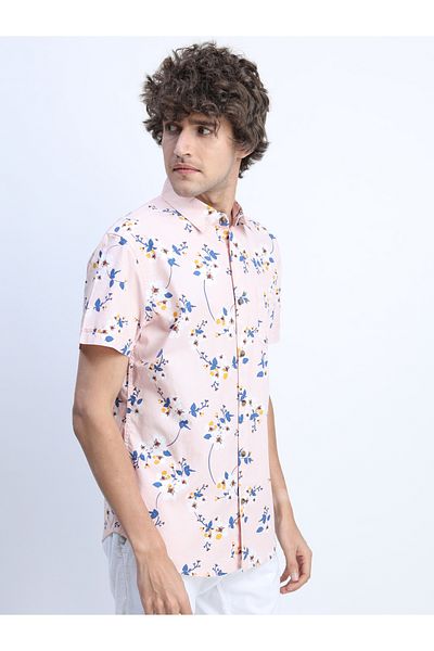 Highlander By Styli All Over Floral Print Shirt with Short Sleeves