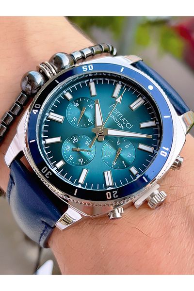 Ferrucci Leather Cord Function Steel Men's Wristwatch + Bracelet with Gift