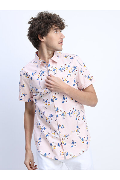 Highlander By Styli All Over Floral Print Shirt with Short Sleeves
