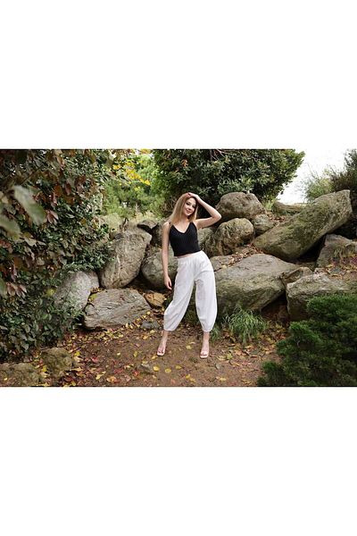 Ozan KOÇ Women's 100% Cotton Pocketed Gabardine Shalwar Trousers