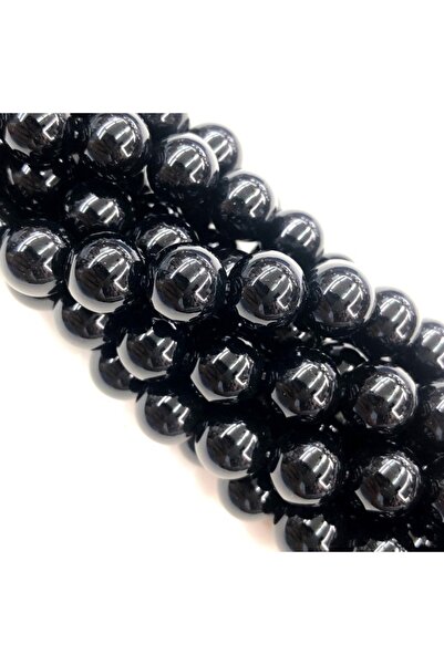 RLX BUJİTERİ Doğal Taş Siyah Parlak Oniks Taşı 8 Mm 1 Dizi (47 Adet)