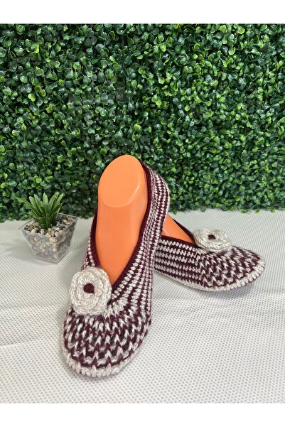 Begonya Ev Tekstili Keçe Tabanlı El Örmesi Patik