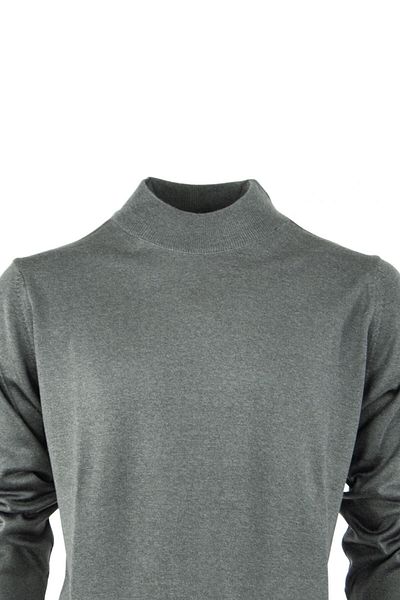 Oppland Men's Long Sleeve Half Turtleneck Classic Model Comfortable Cut Full Pattern Wool Woven Sweater