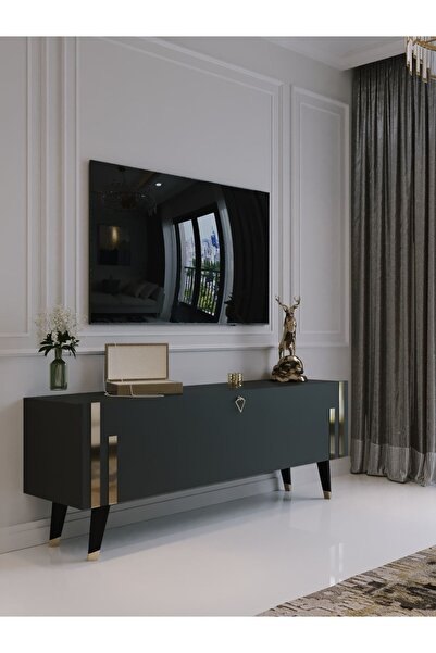Myniture Home & Living Festival Tv Ünitesi G6302-4 Antrasit Gold 120 Cm Tv Se...